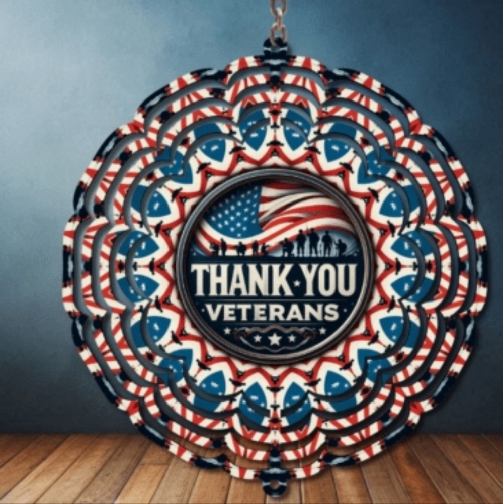 8 Inch Patriotic Thank You Veterans Wind Spinner